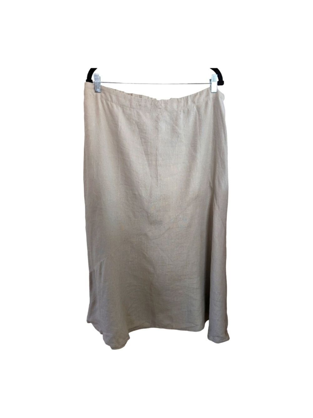 NEW J. Jill Love Linen Neutral khaki Sandbar Paneled Bias Cut Midi Skirt Size L - Picture 2 of 7